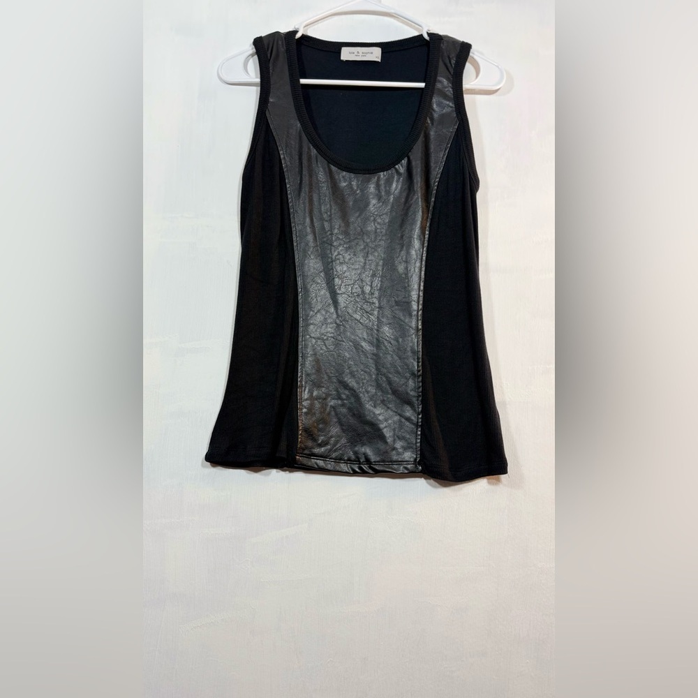 Lola & Sophie Black Faux Leather Accent Tank Top - Picture 2 of 11